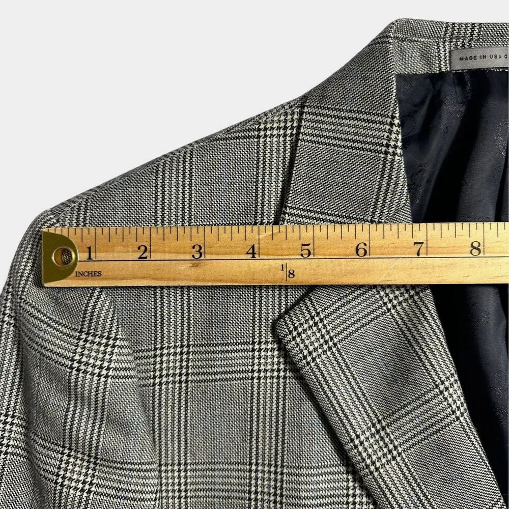 JOHN NORDSTROM Mens Blazer Sport Coat 2 Button Jacket 42R Gray Glan Plaid Wool